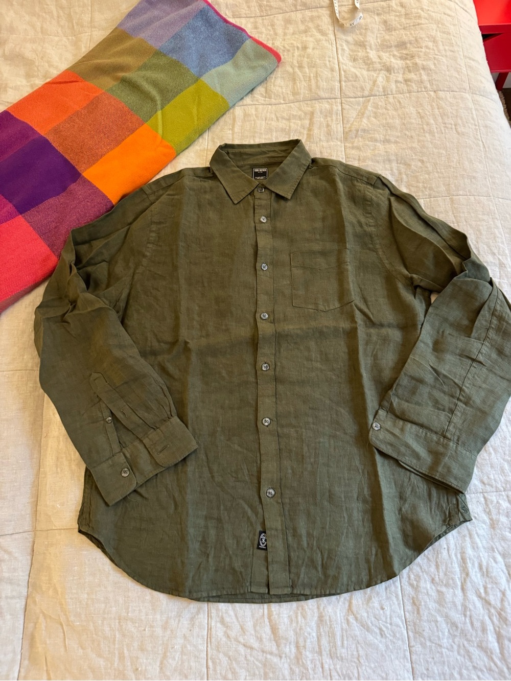 Todd Snyder Olive Green Casual Button-Down Shirt